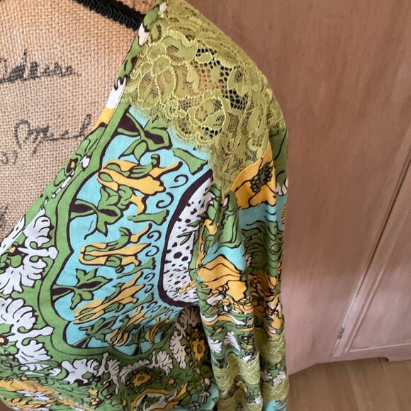 ANTHROPOLOGIE TINY BRAND Long sleeve v-neck wrap look blouse boho retro 70’s L - Picture 14 of 15